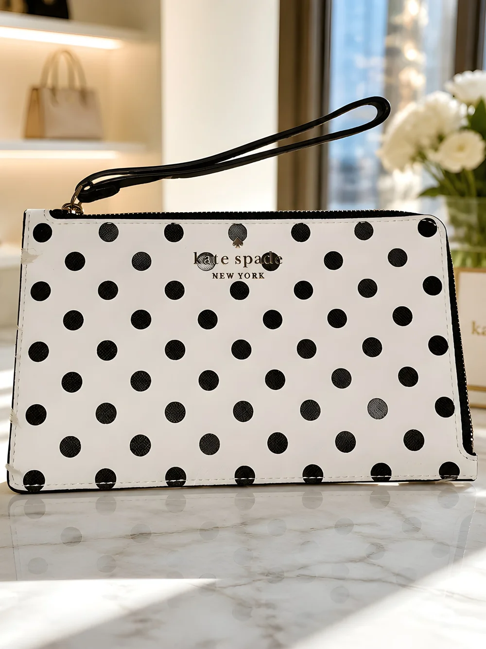 kate spade Black & White Polka Dot Wristlet
